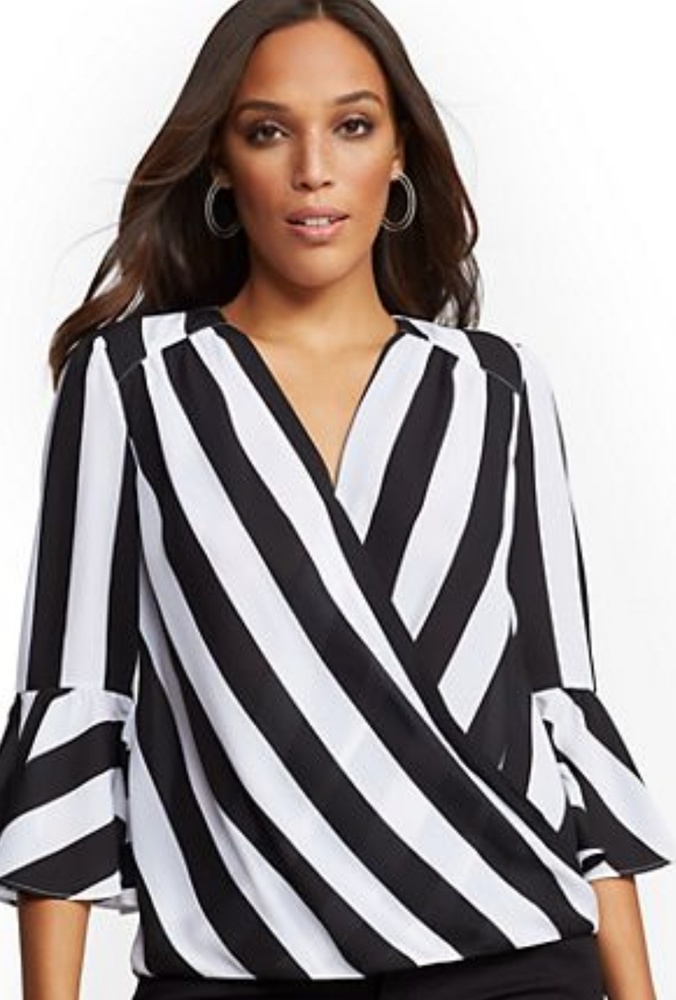NWT New York & Company Bell Sleeve Wrap Blouse
